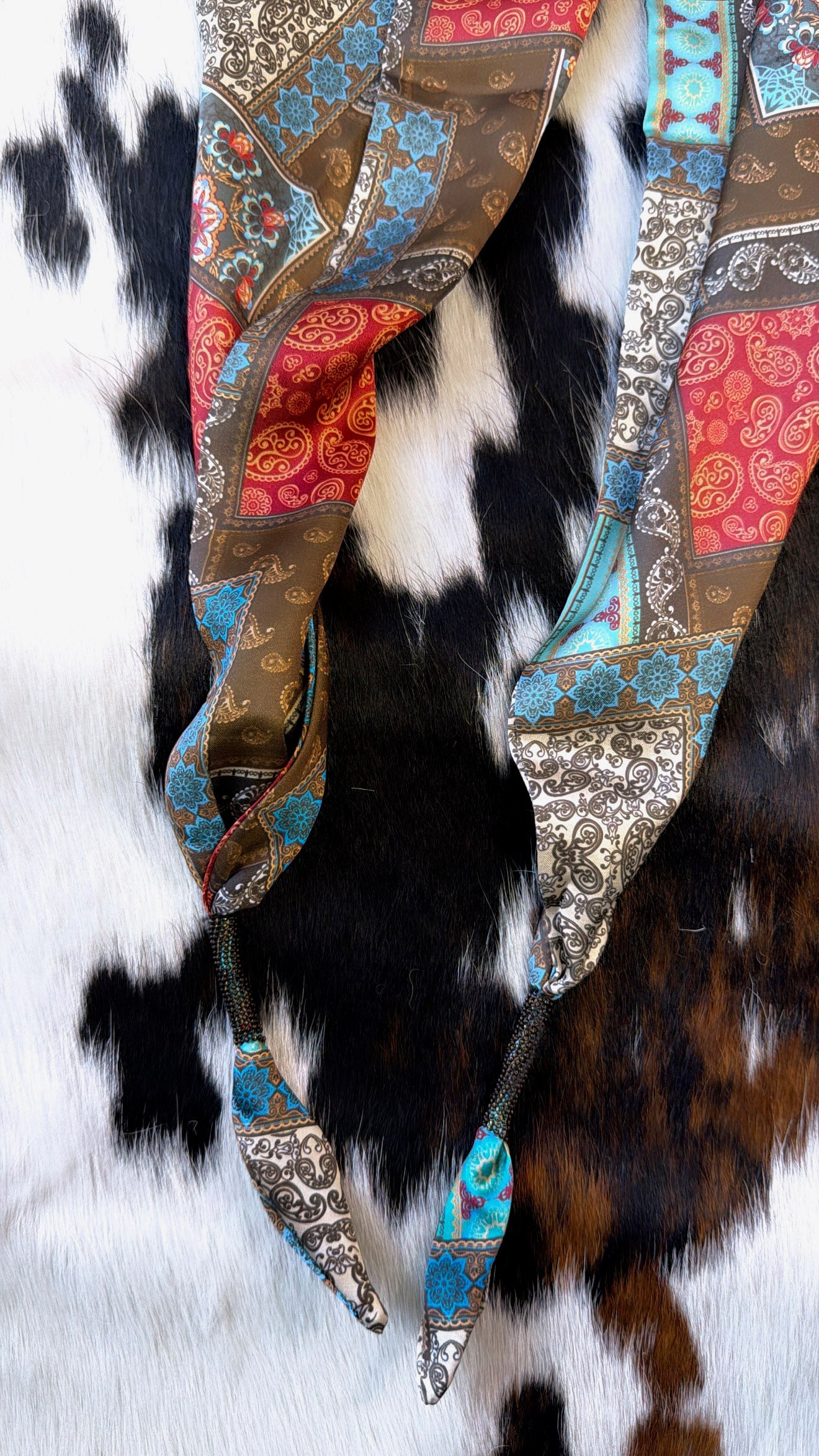 Accent Bandana Tie Necklace, Dark Multi