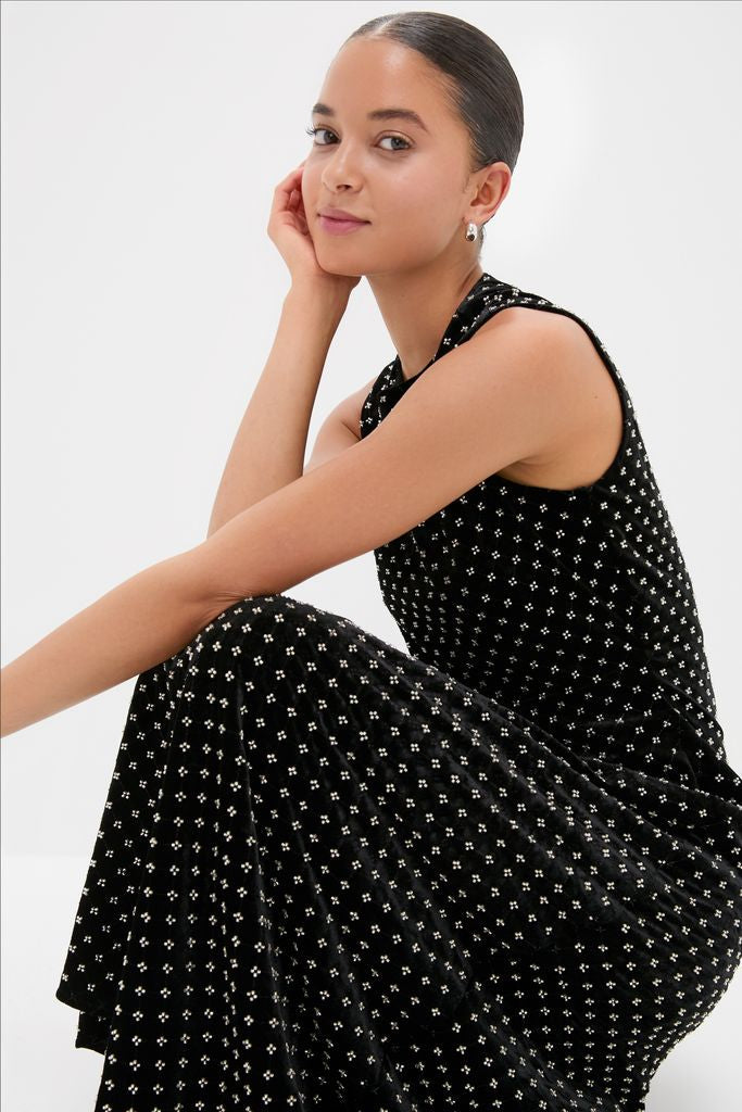 Black Embellished Velvet Antonia Maxi Dress
