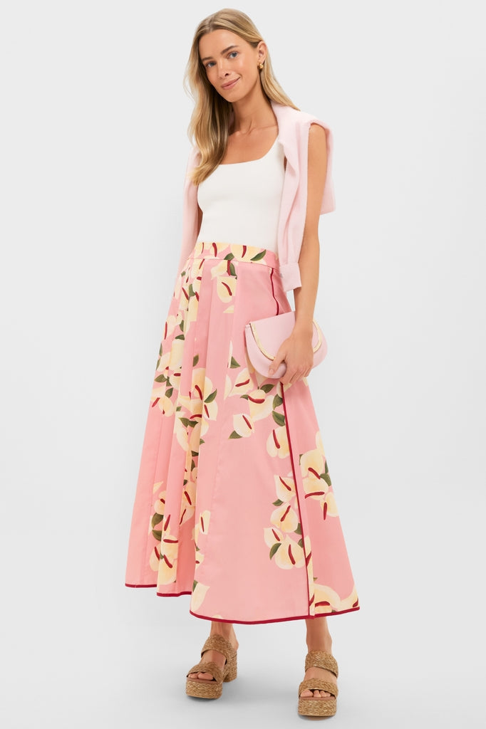 Anthurium Print Maxi Skirt
