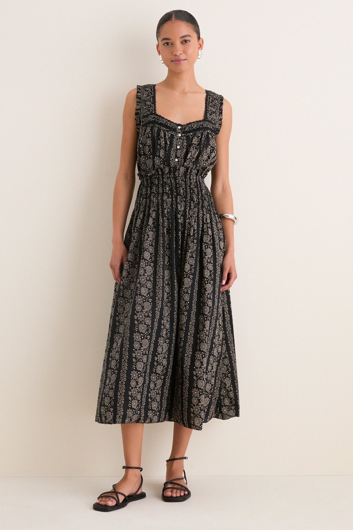 Black and Cream Token Floral Canary Skirt