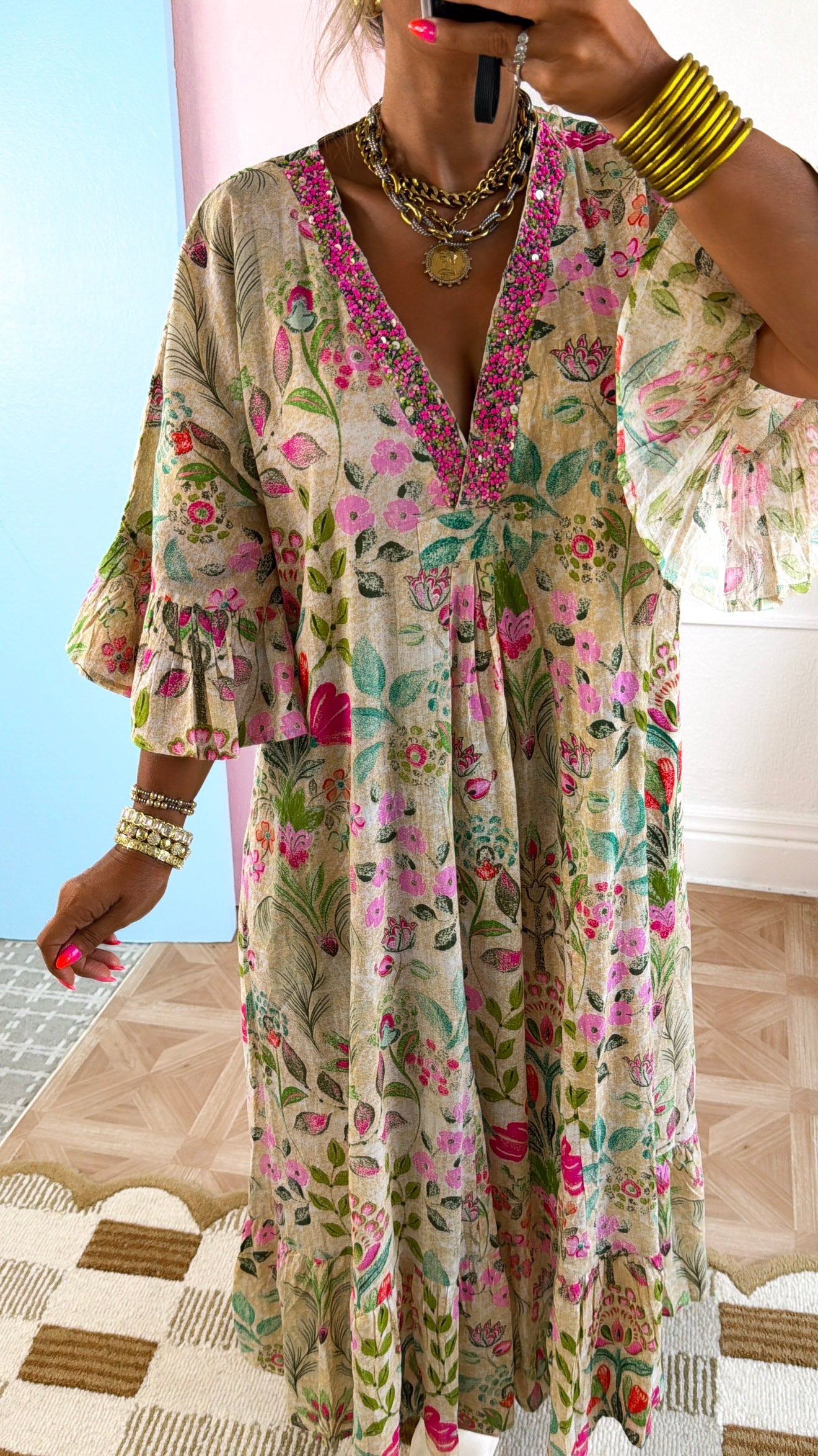 Flower Child Maxi Dress, Vanilla Multi