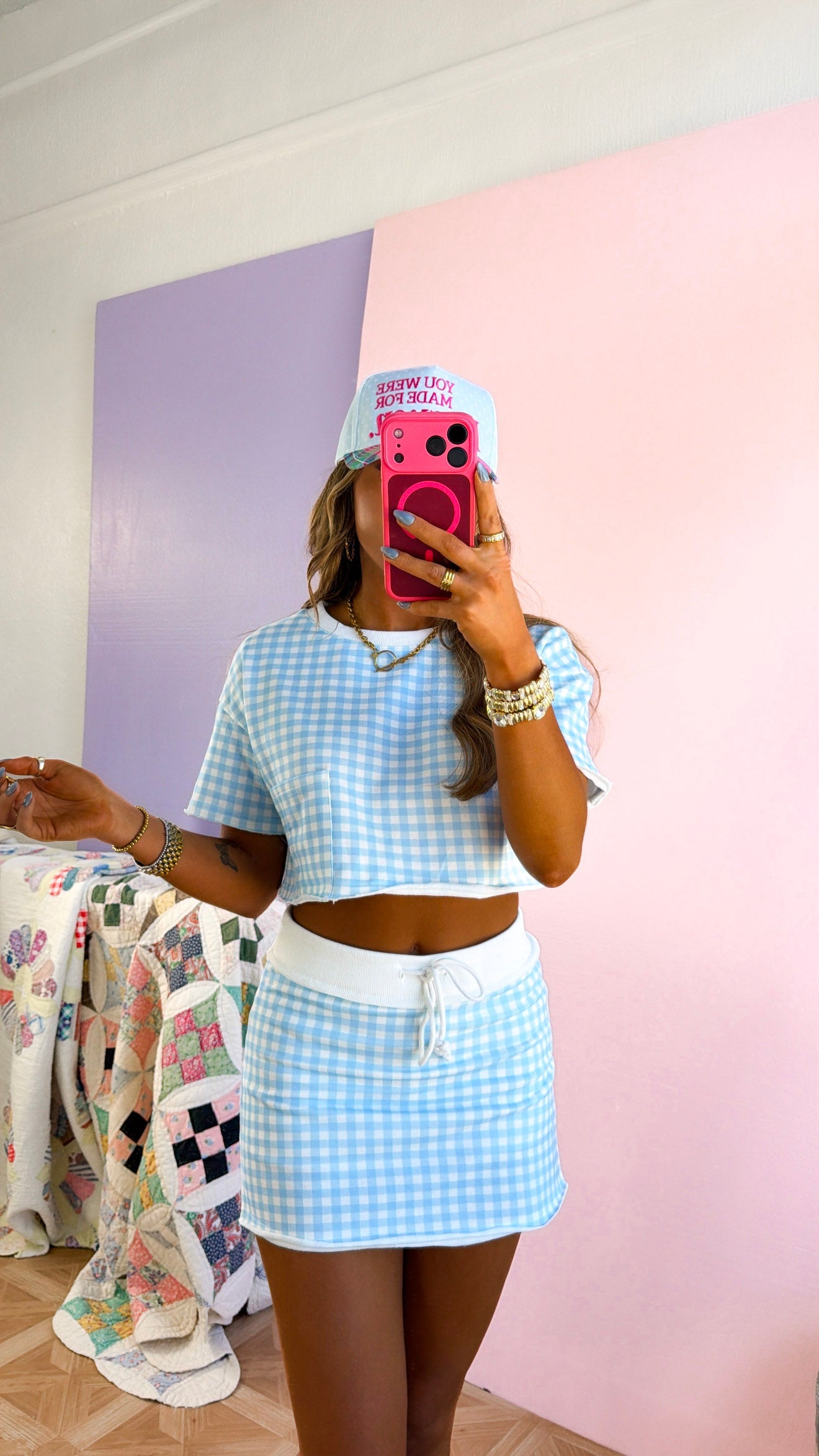 Day Dreaming Gingham Set, Lt.Blue