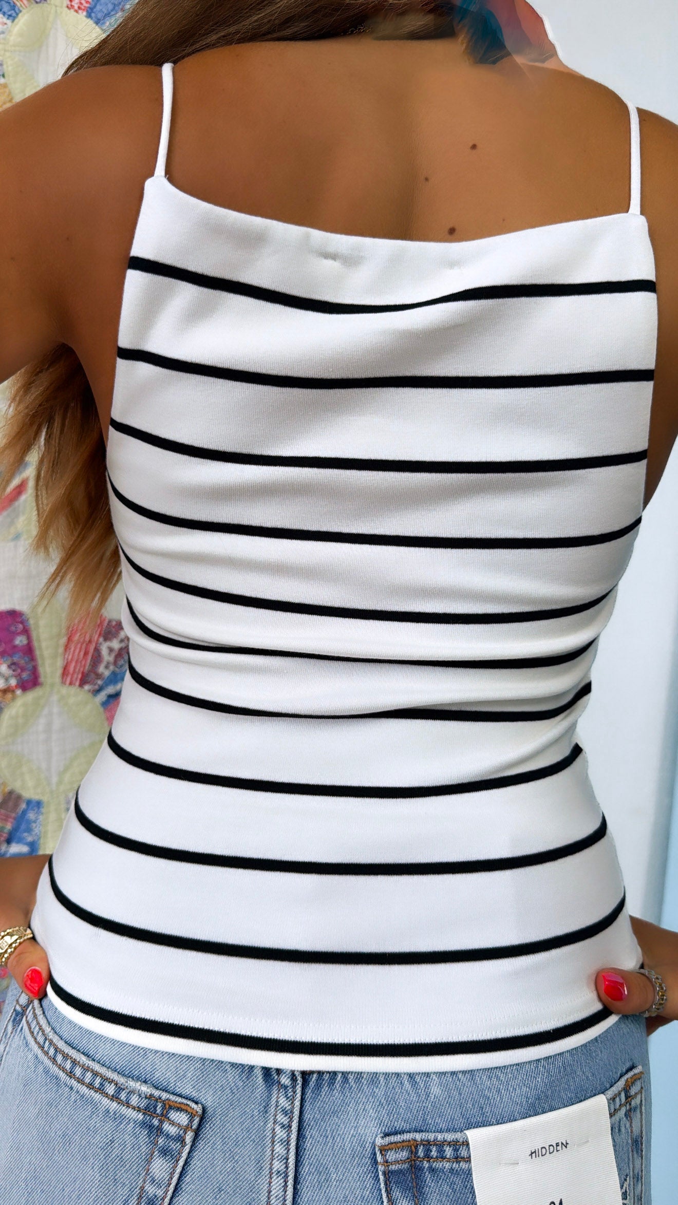 City Stripe Tank, Off White/ Black