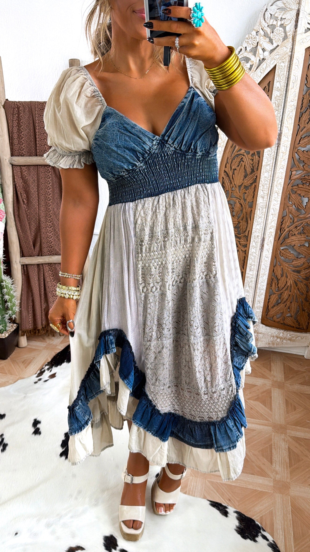 Denim Dreams Maxi Dress, Latte