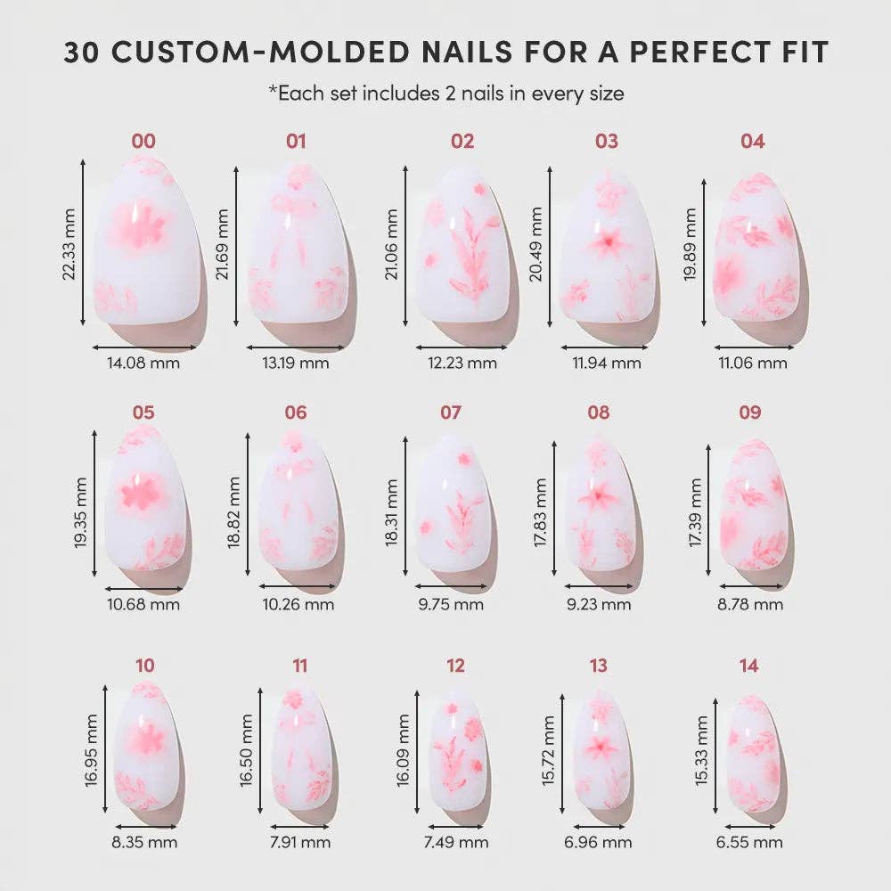 Fleur Amour Press-On Nails | Short Almond Pink Blossoms Love