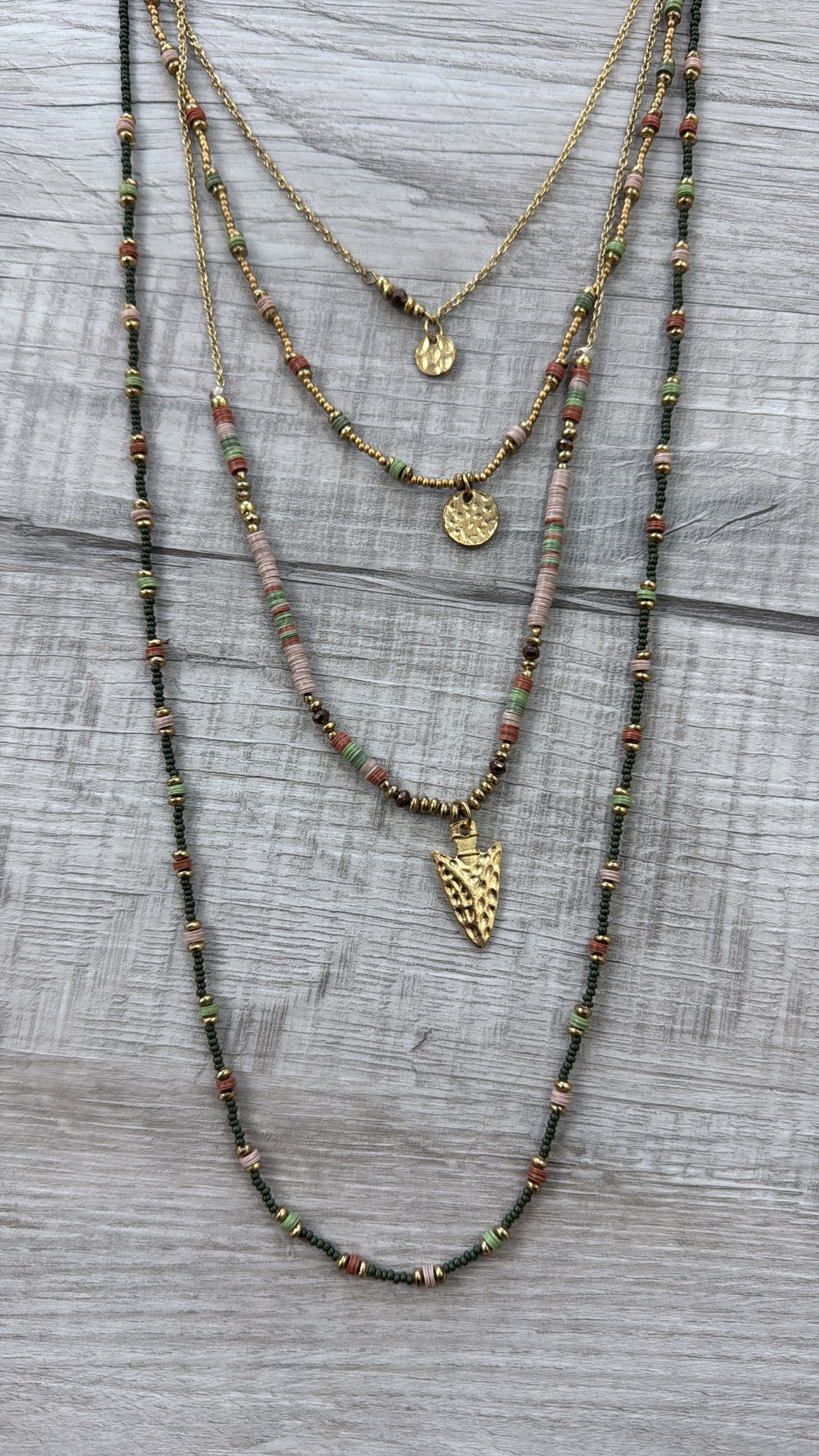 Galvin Layered Necklace, Olive