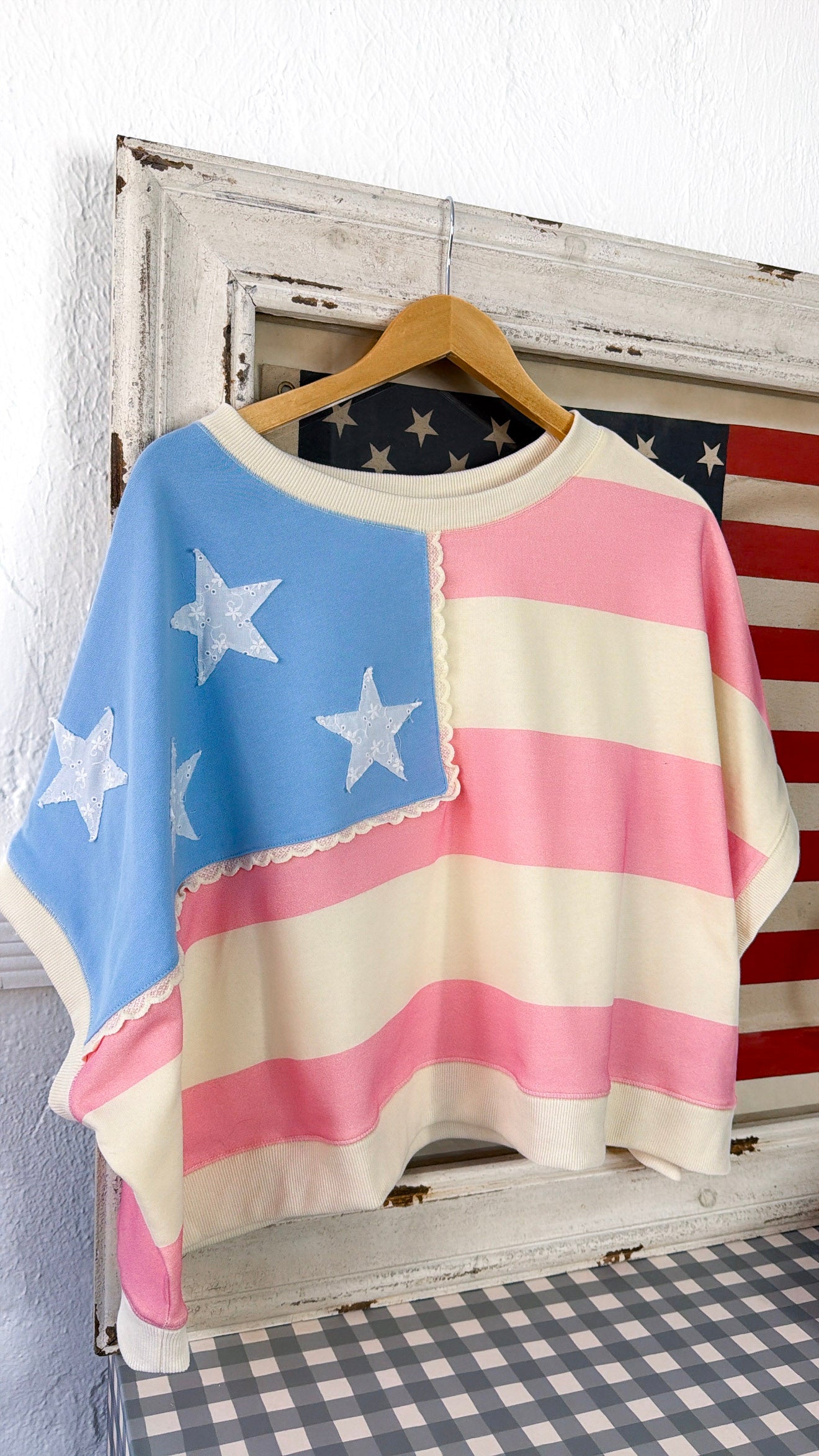 American Day Sweatshirt, Pink/Blue