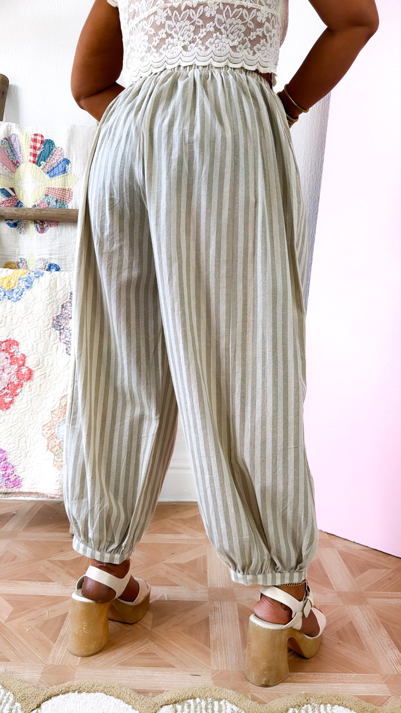 Modern Stripe Jogger Pants, Taupe
