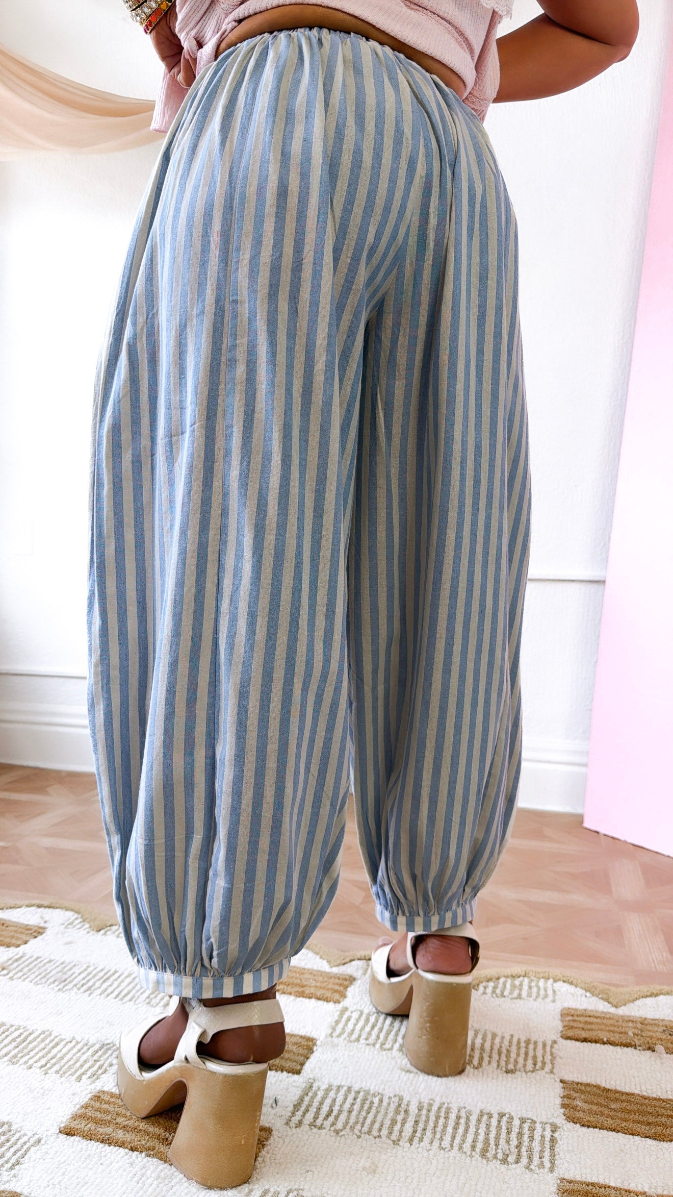 Modern Stripe Jogger Pants, Lt.Blue