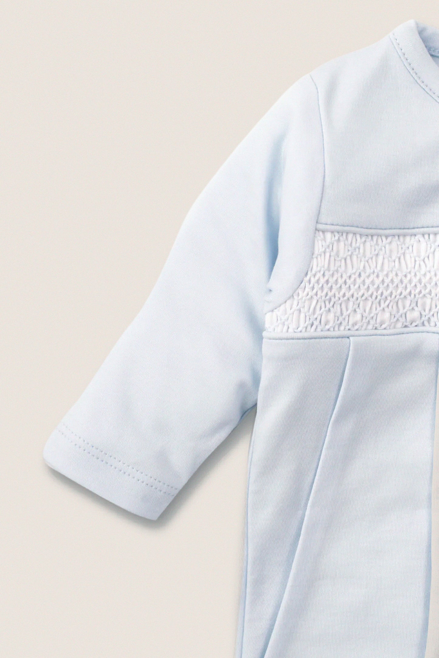 Blue Hand Smocked Footie