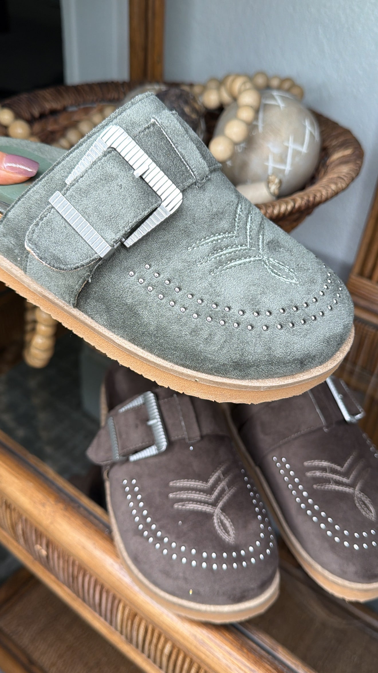 Joleen Studded Clog, Olive