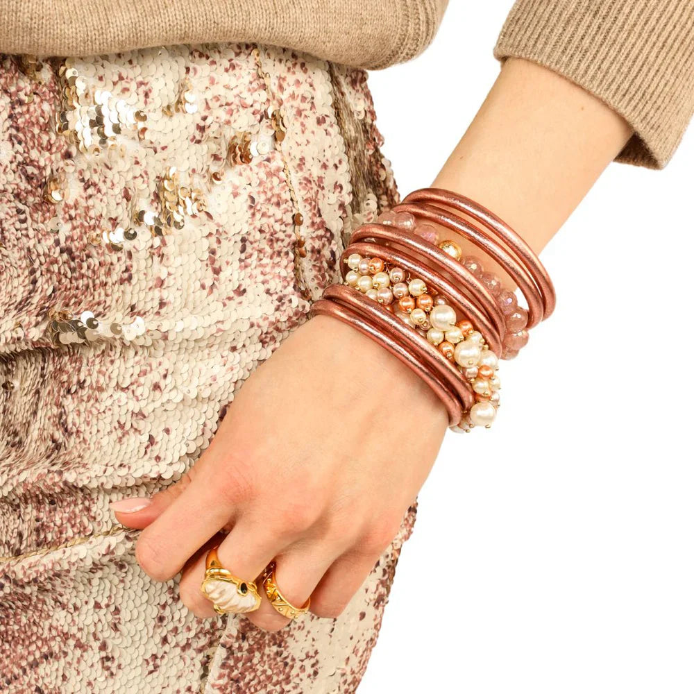 BuDhaGirl: Rose Gold All Weather Bangle (Set of 6)- Serenity Prayer