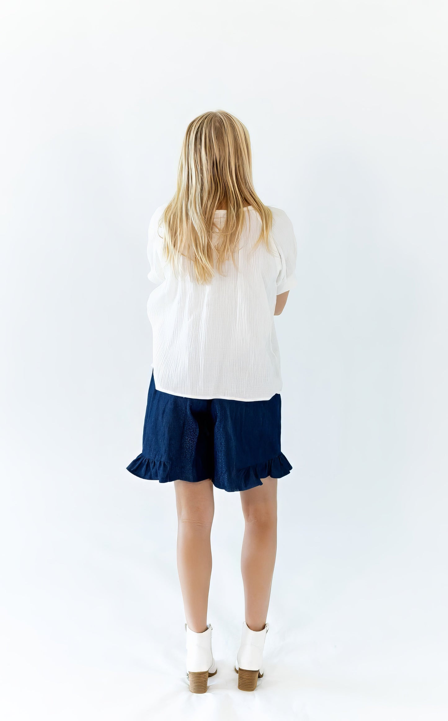 Halow Ruffled Denim Shorts