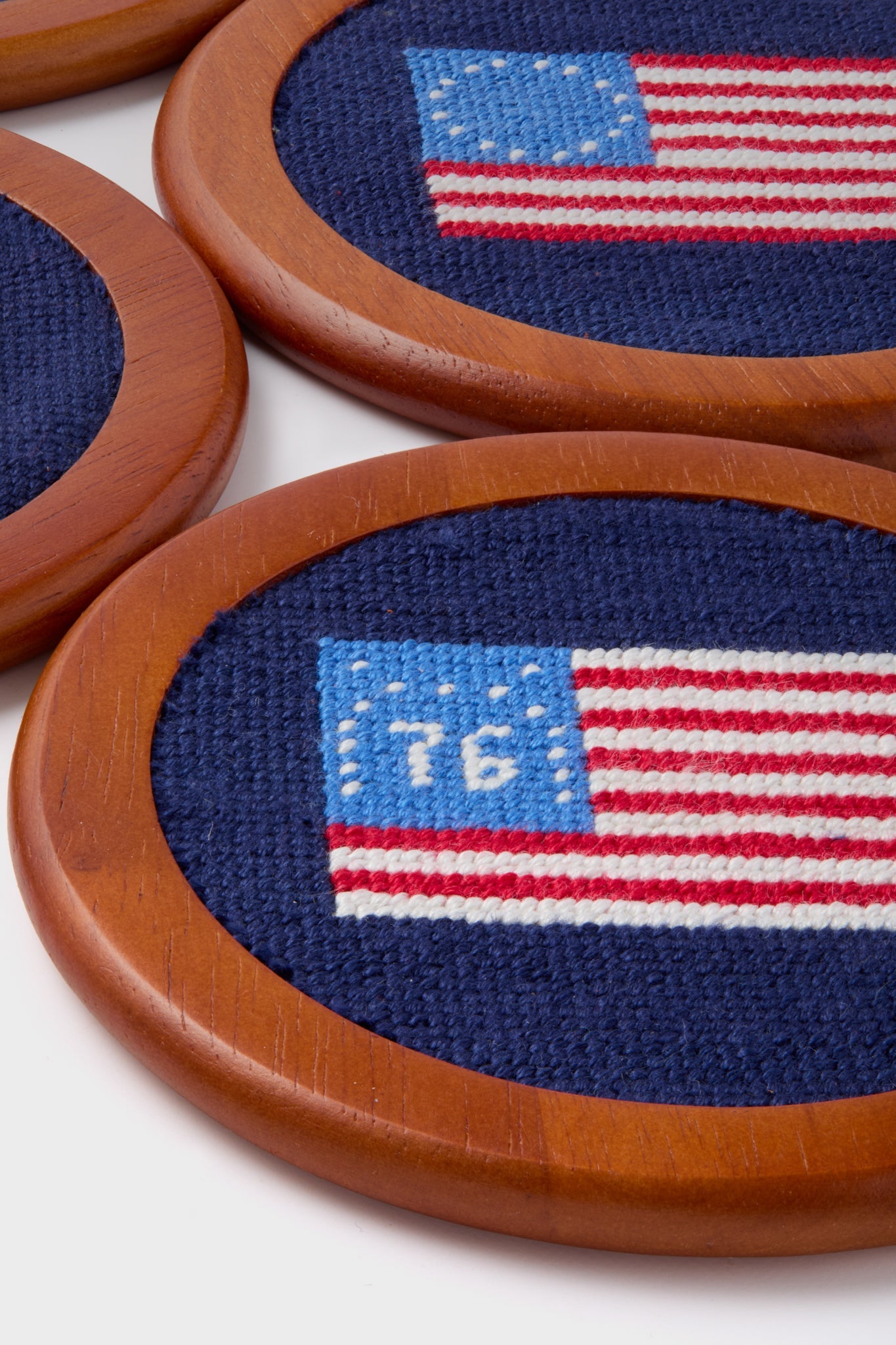 American Flag Needlepoint Coaster Set