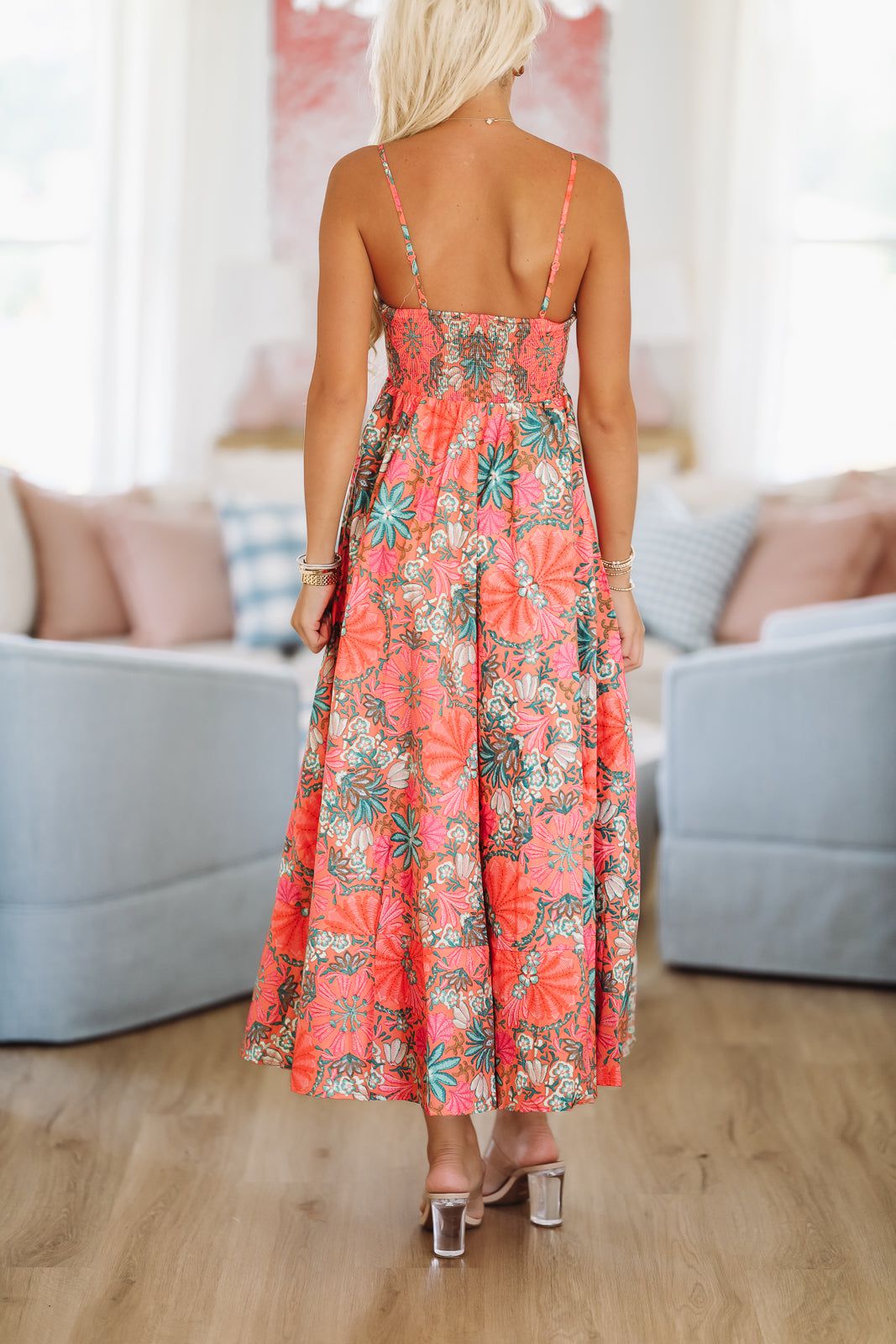 Week in Tulum Maxi Dress - Orange, Pink and Green