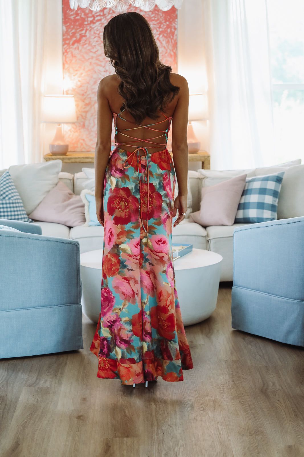 Moonlit Garden Maxi Dress - Orange, Red and Green