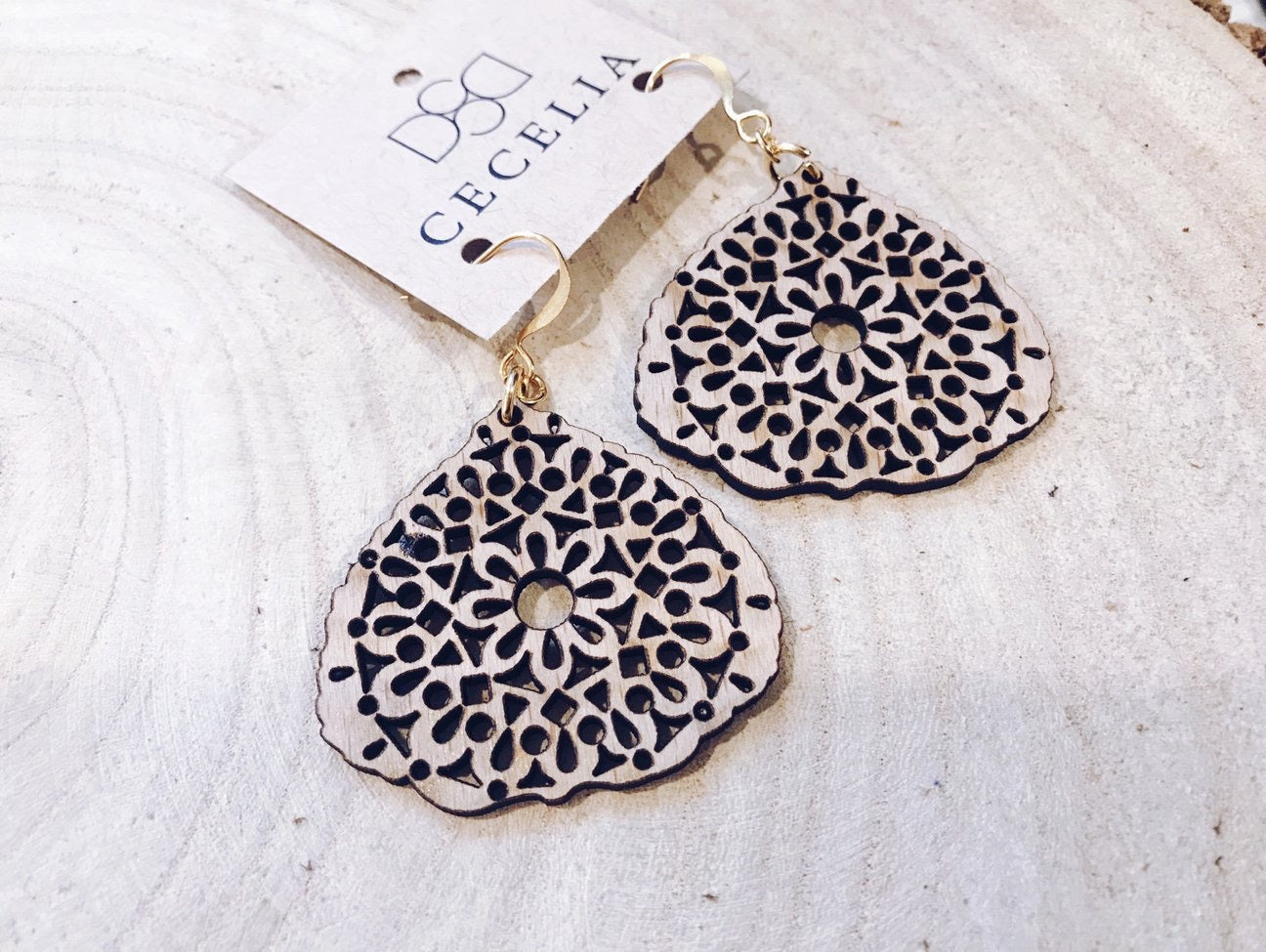 Cecelia Wood Earring, Aspen Leaf