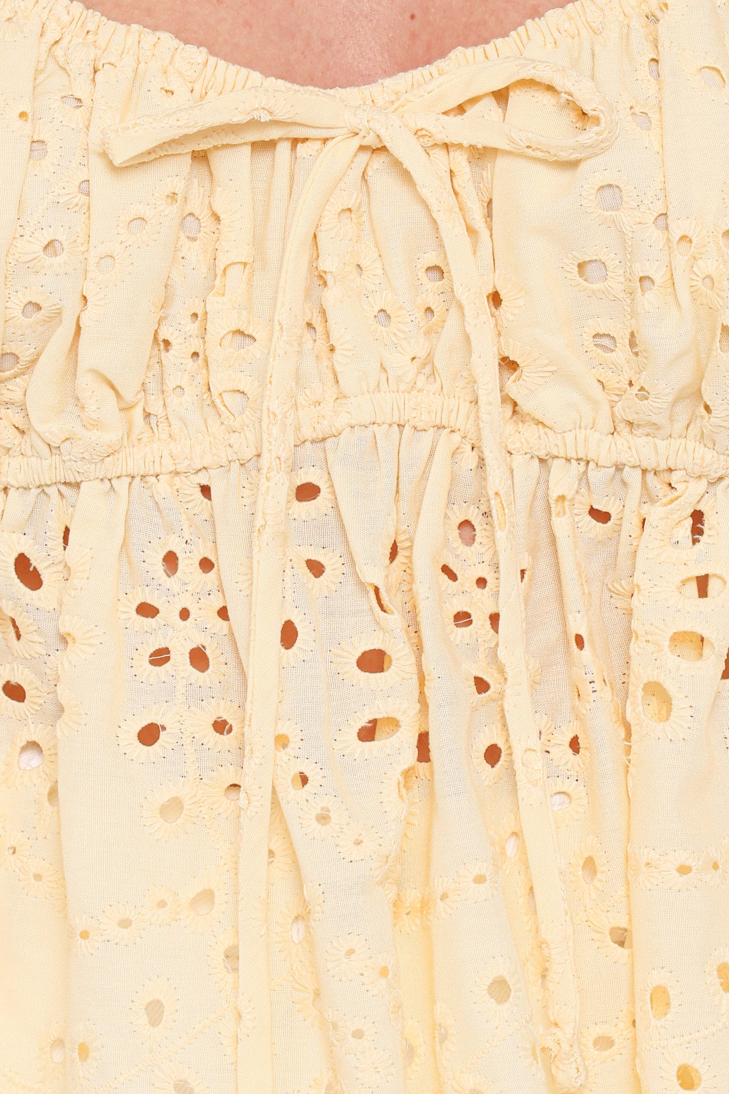 Regina Eyelet Ruffle Top - Butter Yellow