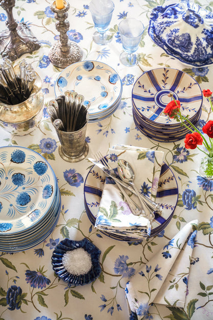 Blue and Lavender Blossom Printed Napkins Set of 4