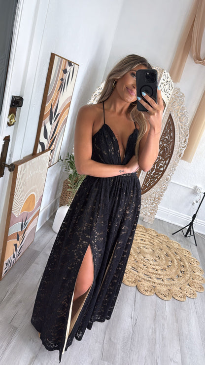 ECB Exclusive: Layla Lace Maxi Dress, Black