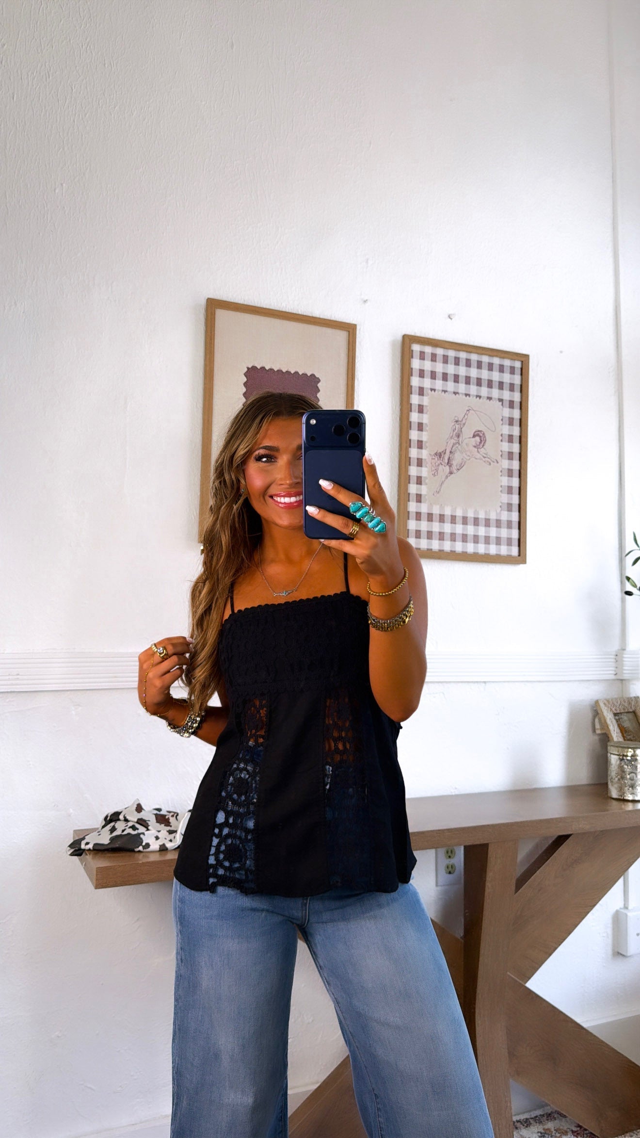 Bloom Bay Crochet Top, Black