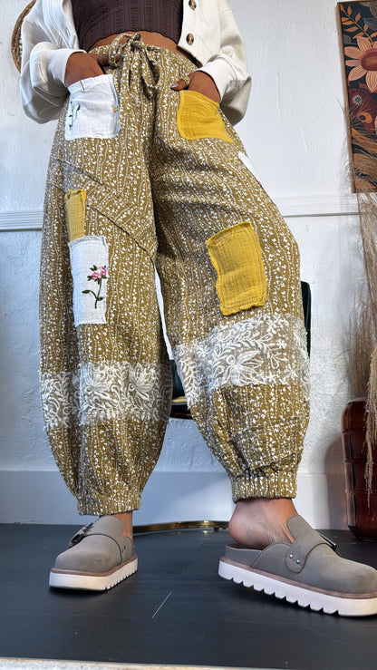 Golden Hour Patched Jogger, Mustard