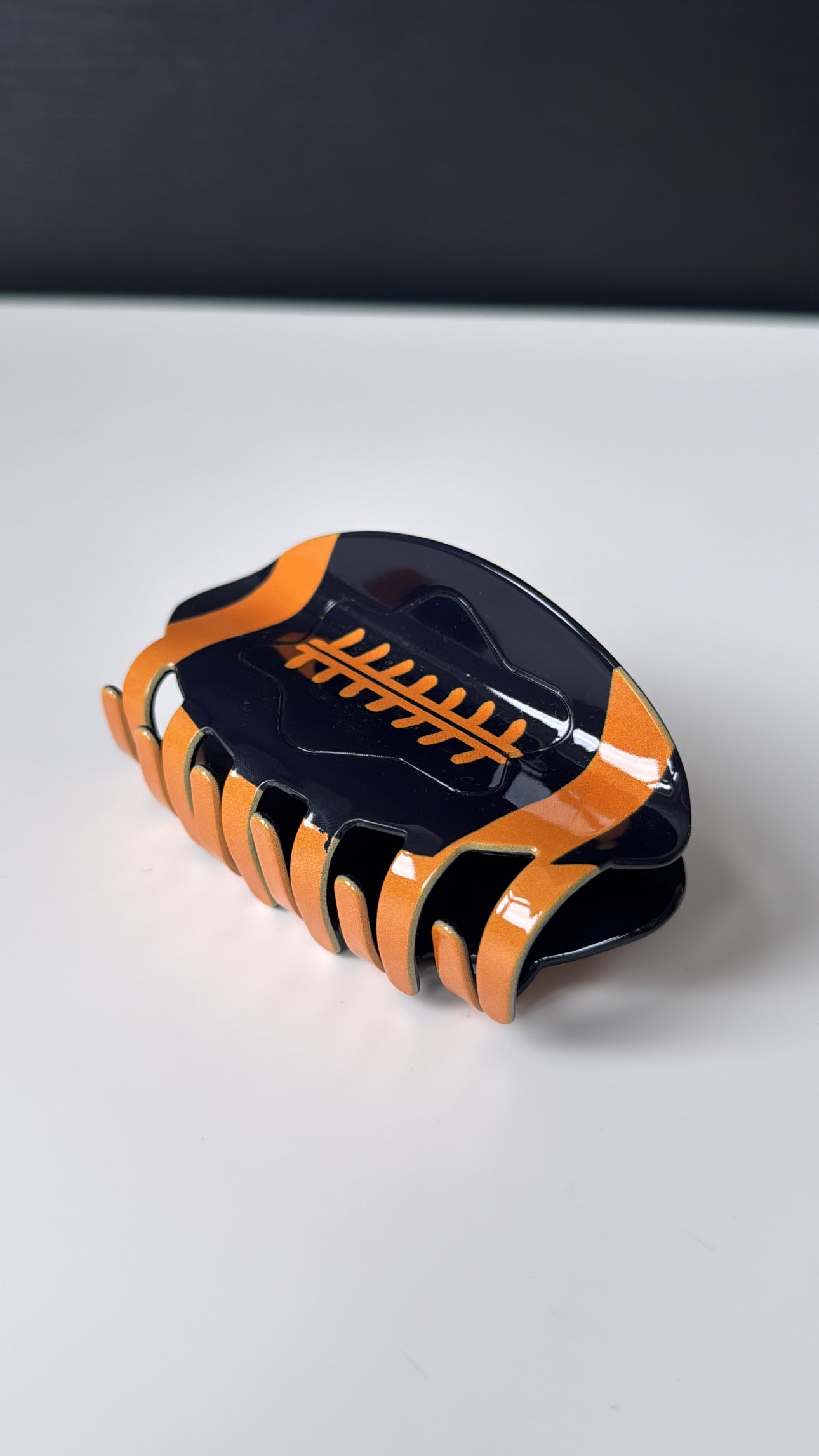 Orange and Black Football Hair Clip