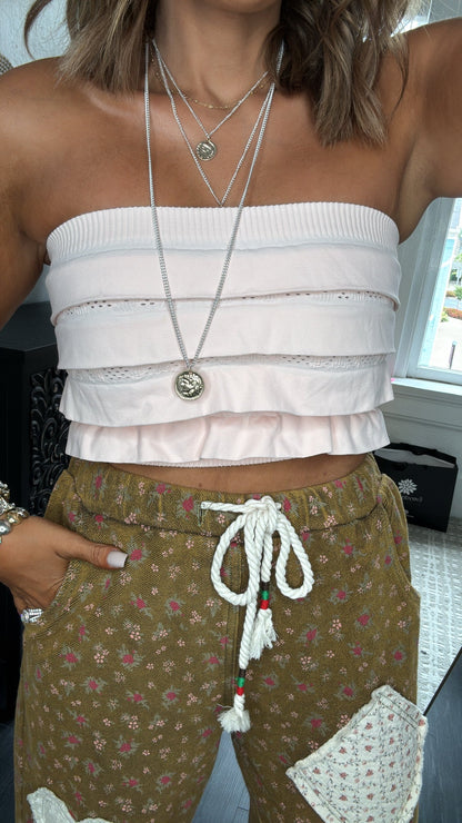 Layered Ruffled Tube Top, Peachy Pink