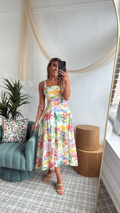 Coastal Vibes Midi Dress, Cream