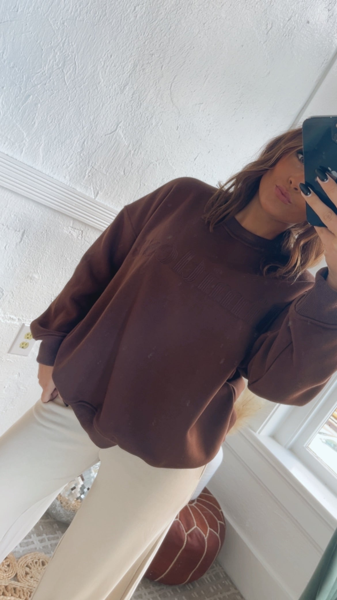 Limitless Embroidered Sweatshirt, Brown