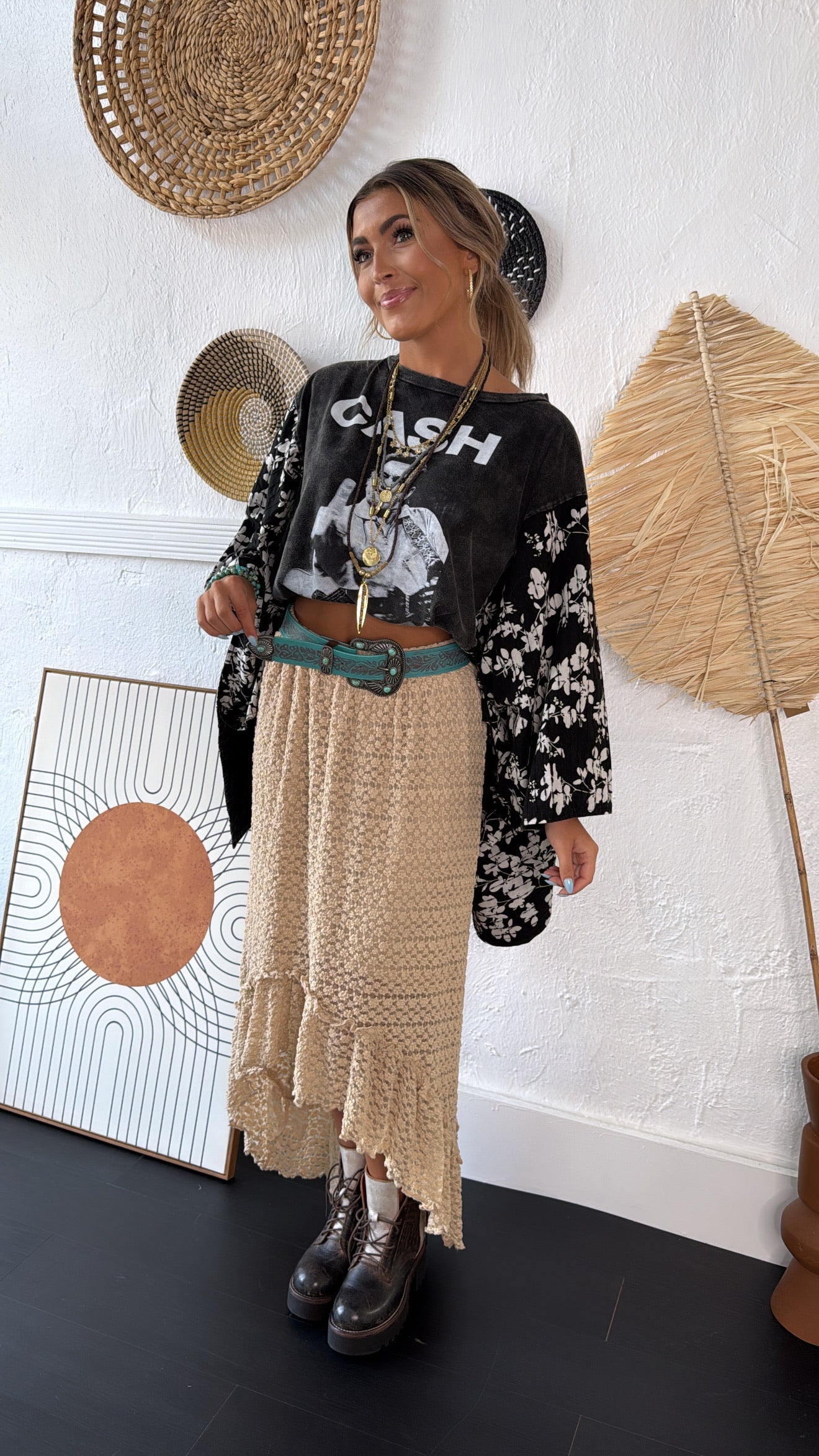 Dustflower Midi Skirt, Taupe