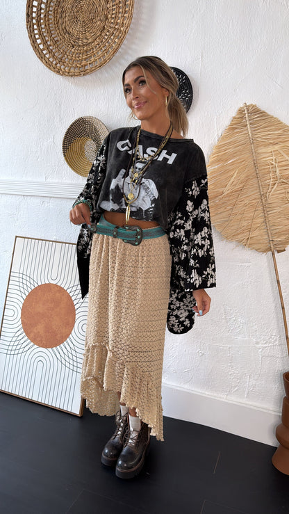 Dustflower Midi Skirt, Taupe