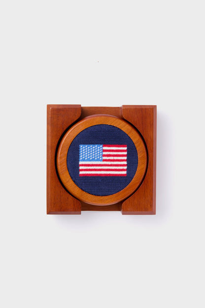 American Flag Needlepoint Coaster Set