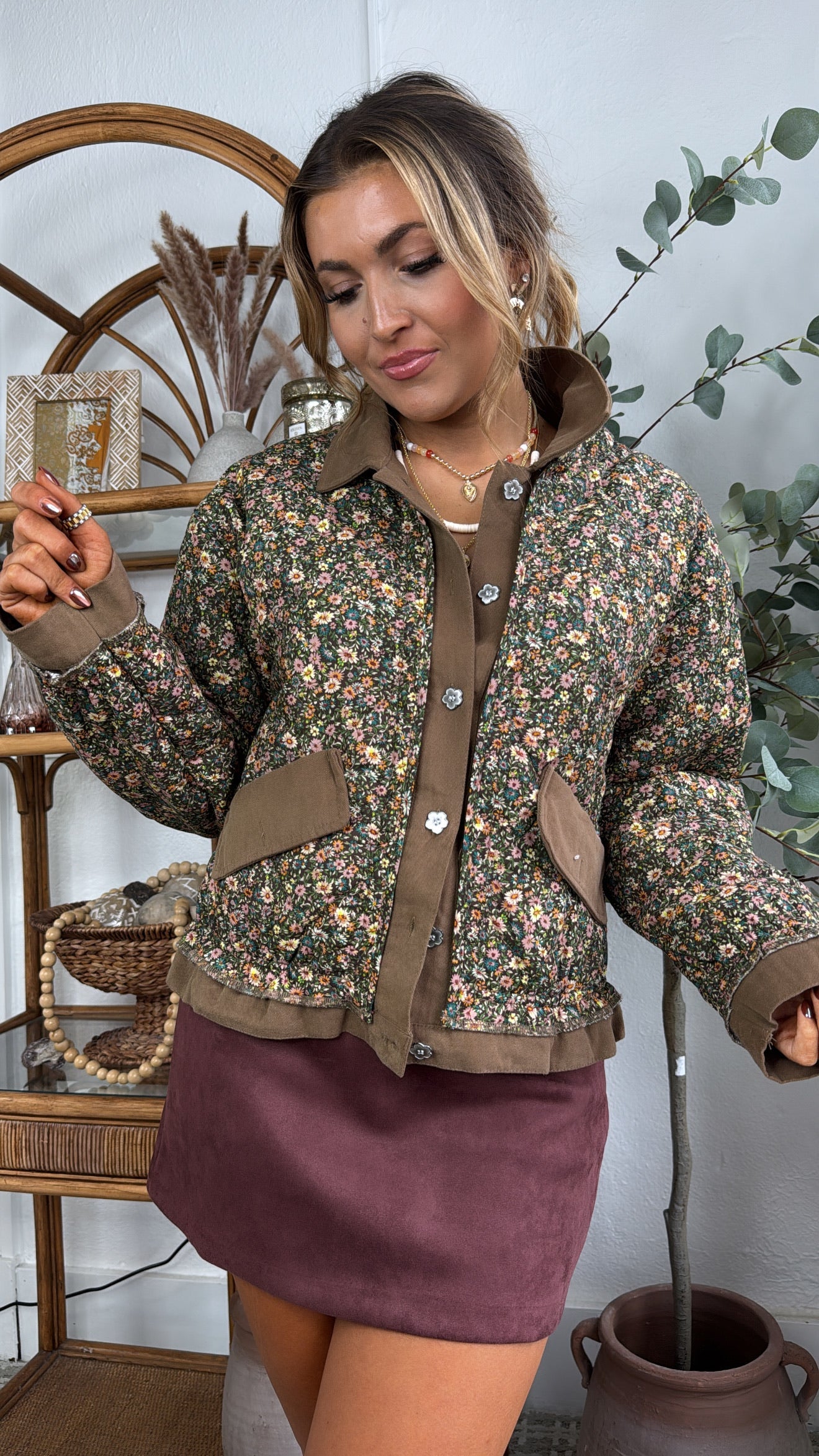 Garden Of Us Jacket, Chocolate Floral