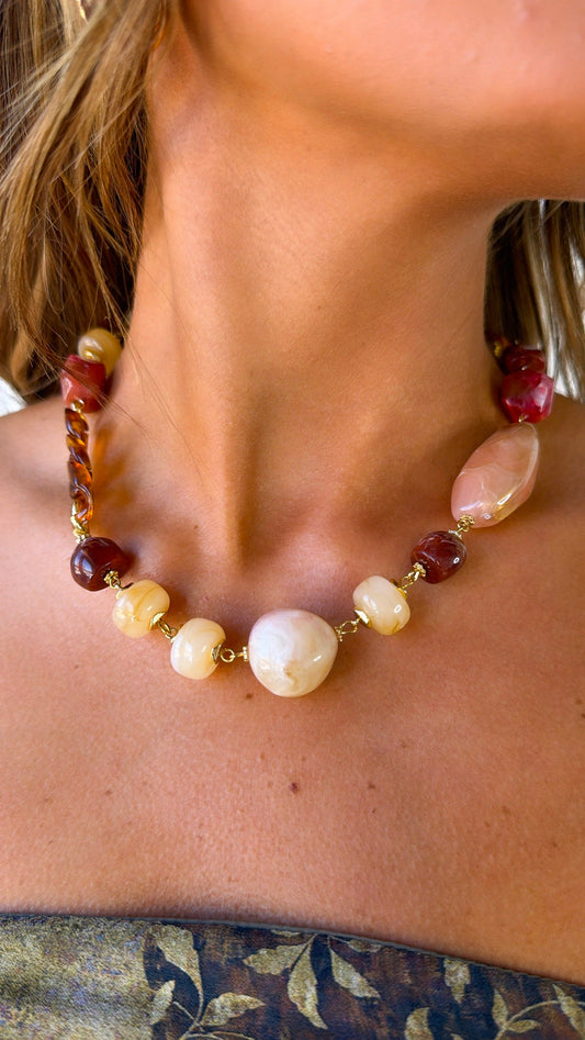 Multi Gemstone Necklace, Brown
