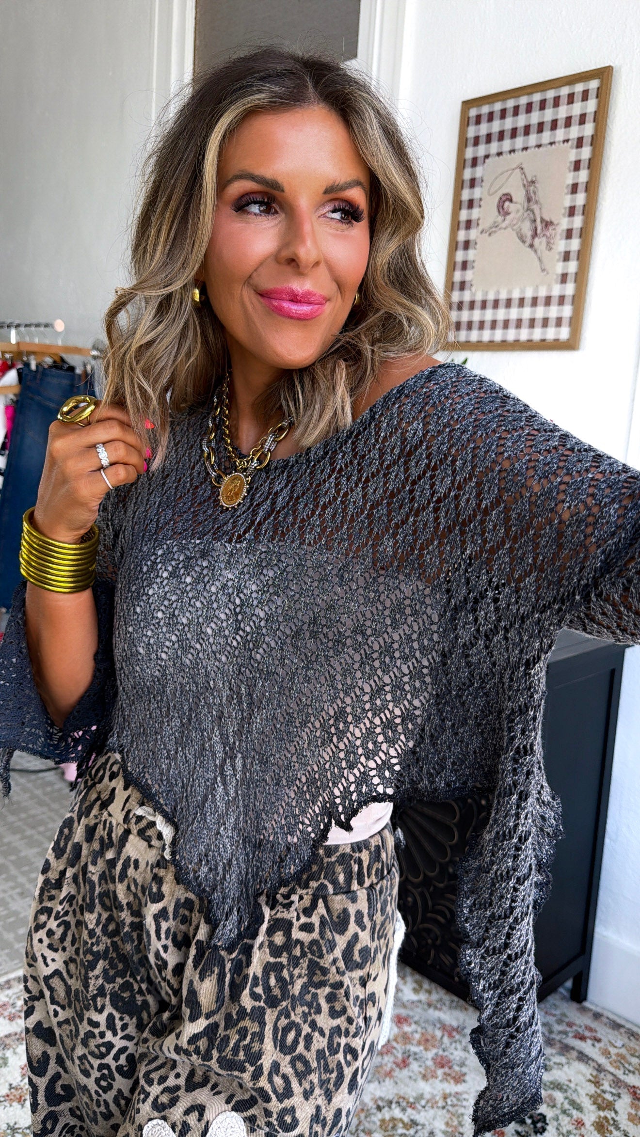 Free Spirit Crochet Top, Black