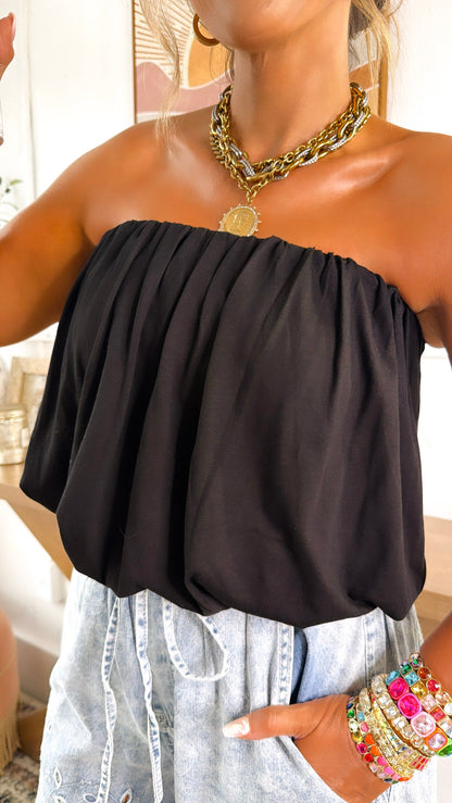 Ocean Mists Bubble Tube Top, Black