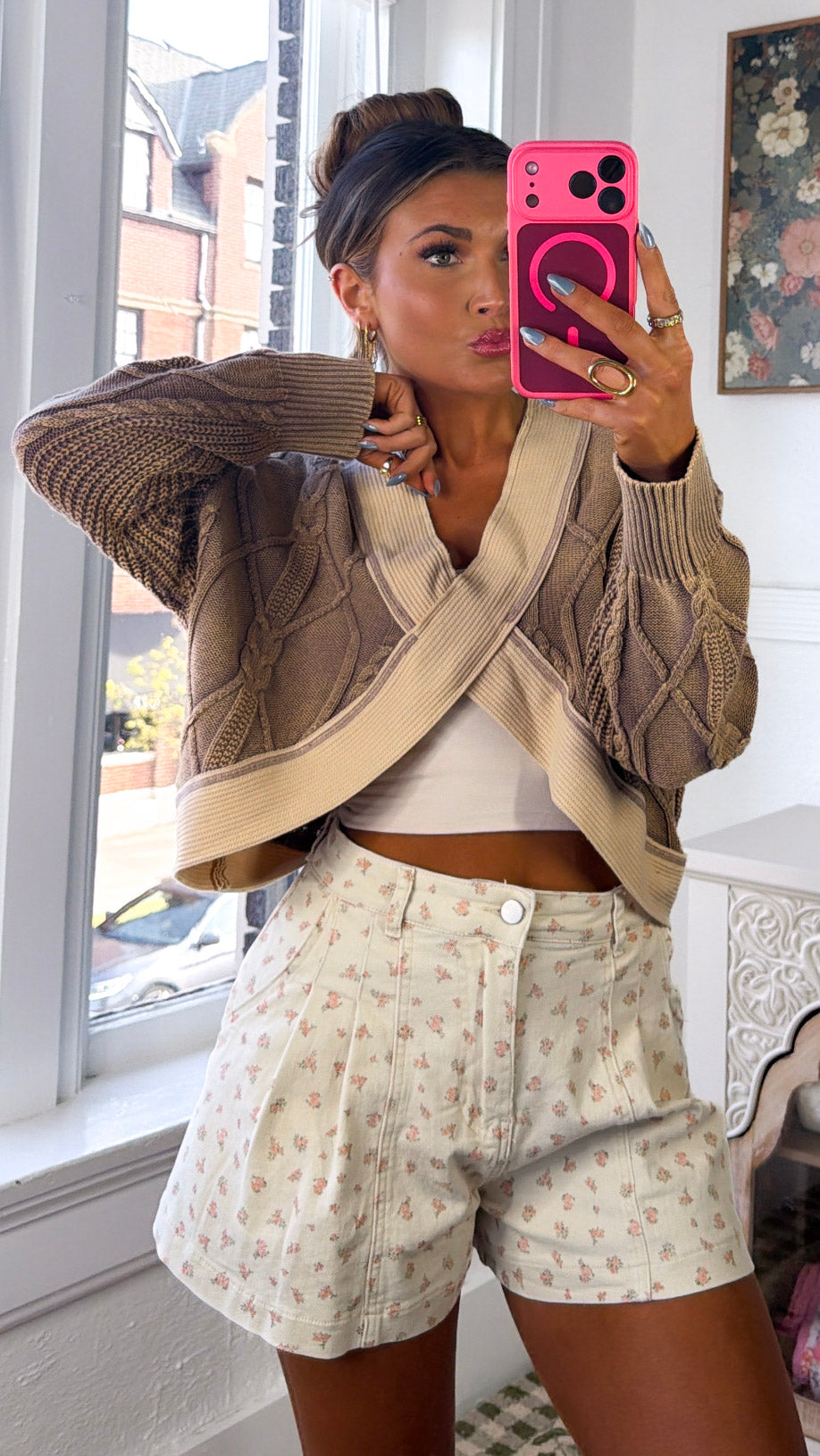 ECB Exclusive: Texture Criss Cross Top, Dusty Choco