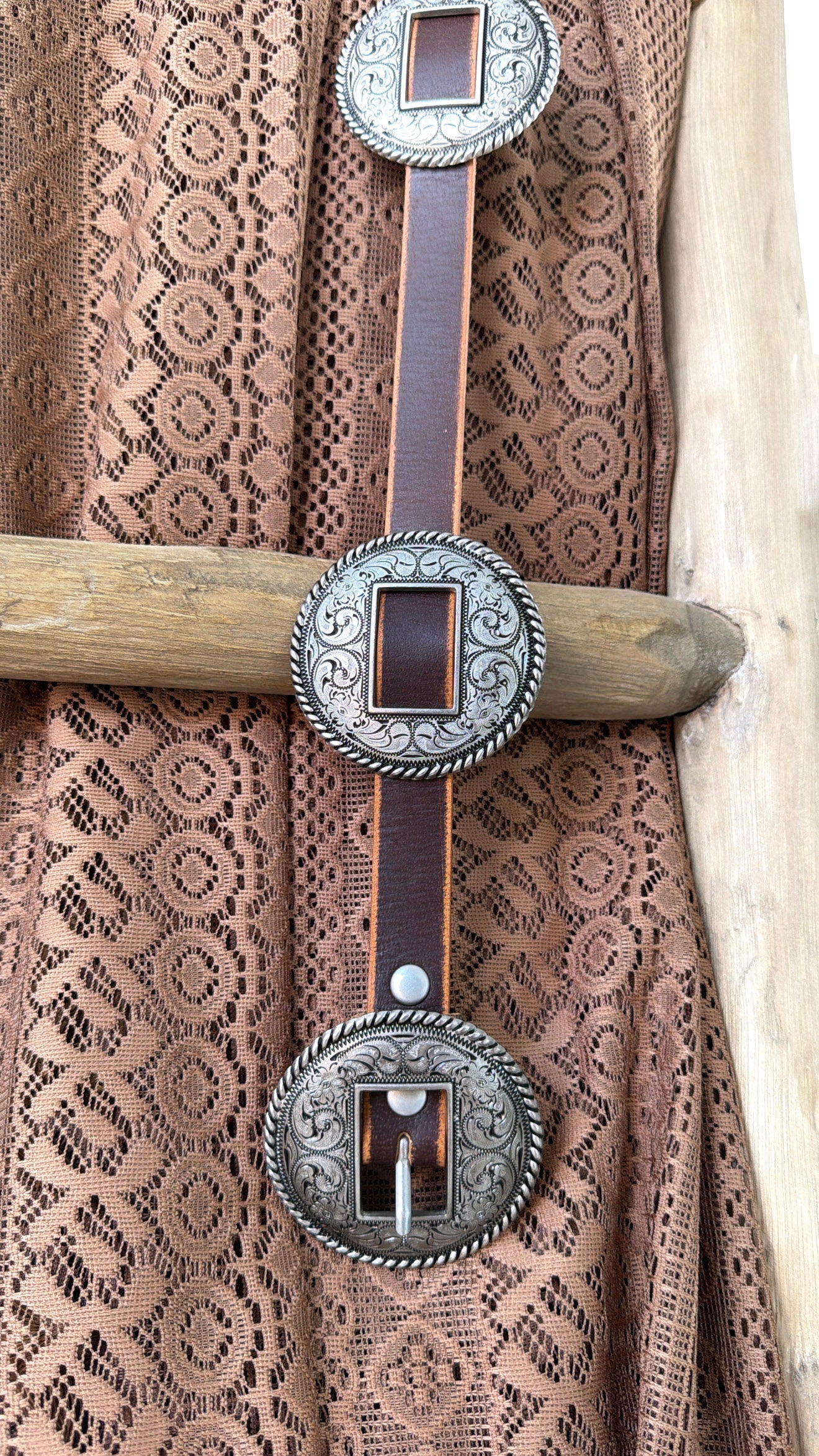 Concho Western Belt, Vintage Brown