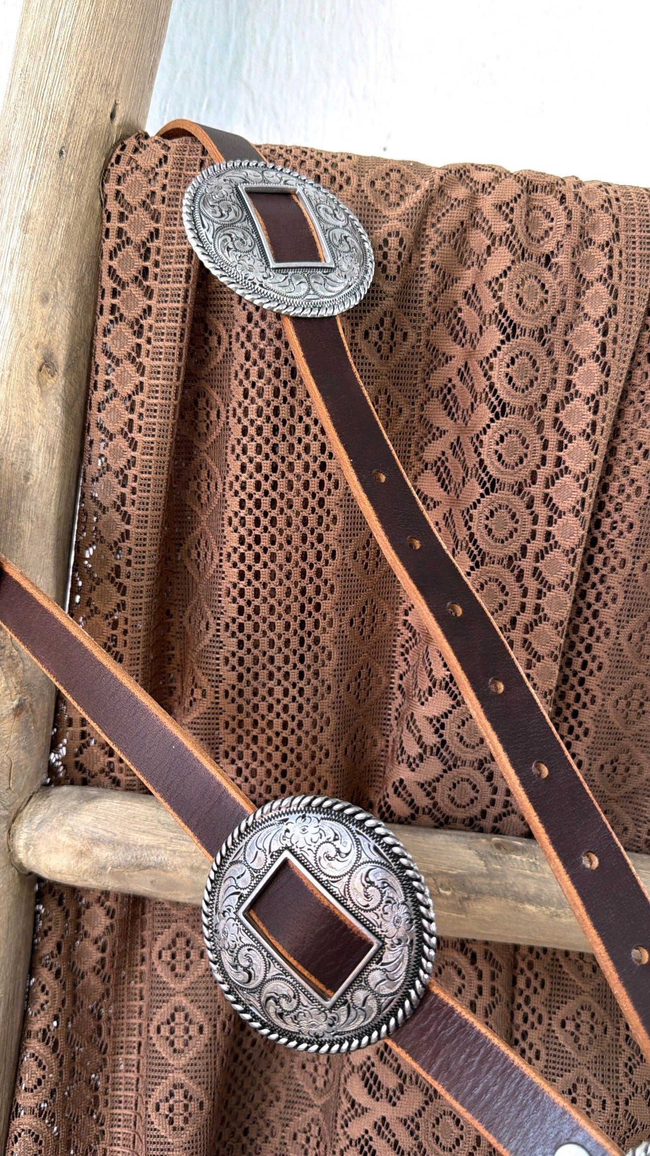Concho Western Belt, Vintage Brown