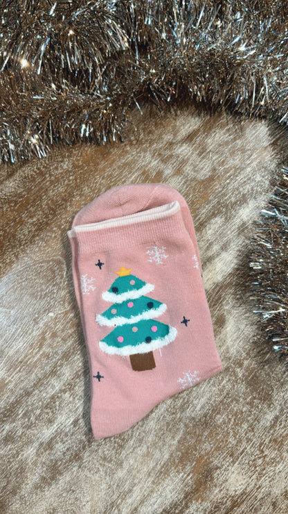 Christmas Tree Sock, Pink
