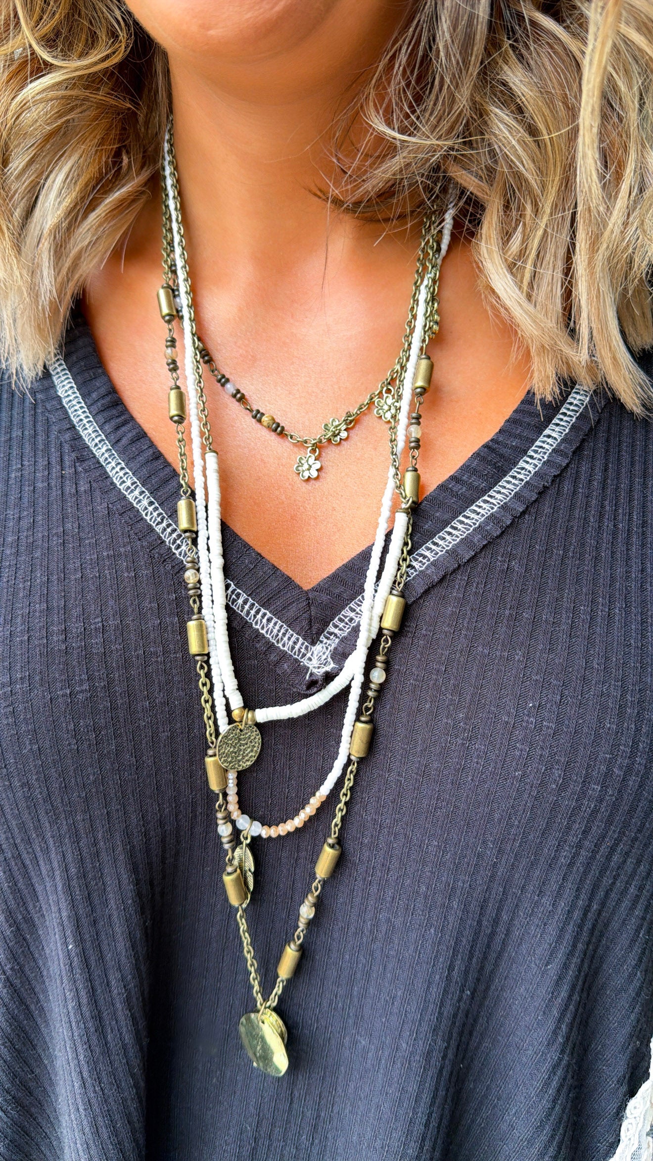 Montana Road Layered Necklace, Ivory