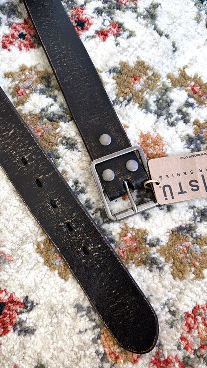 Hobo Leather Belt, Black Abrasive