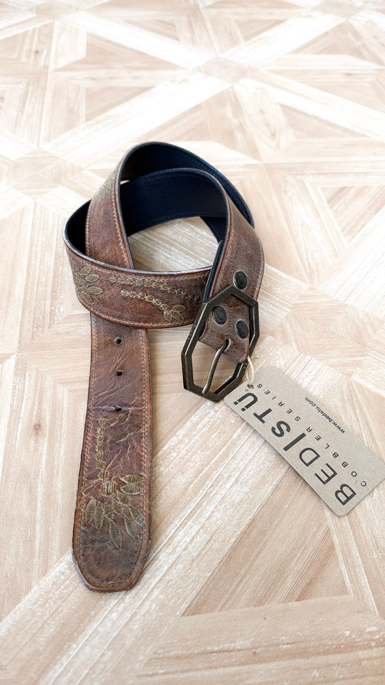 Mohawk Leather Belt, Tan Rustic