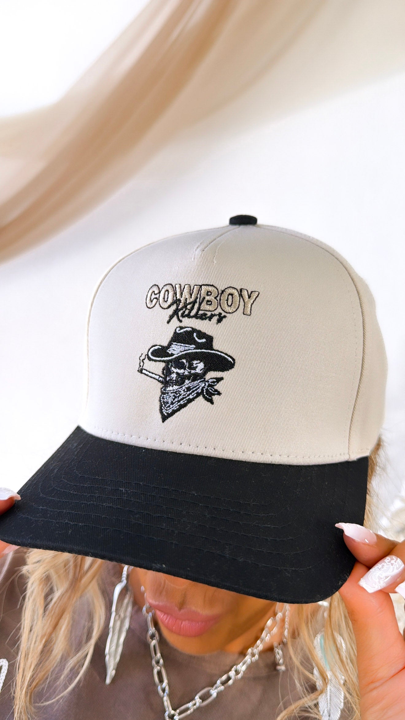 Cowboy Killers Trucker Hat, Black/Natural