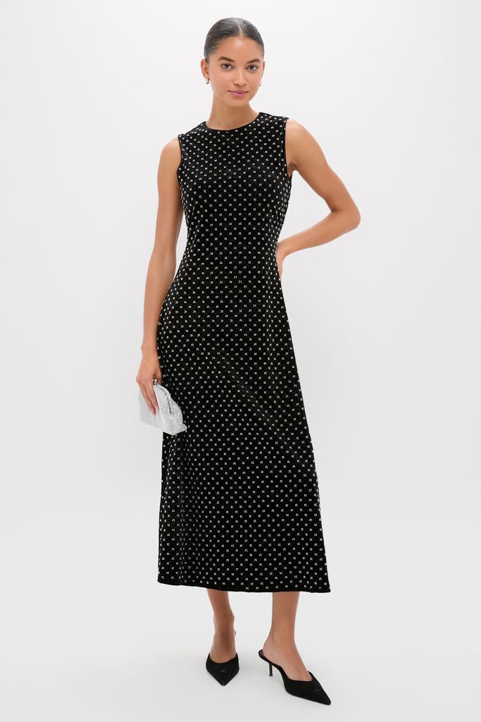 Black Embellished Velvet Antonia Maxi Dress