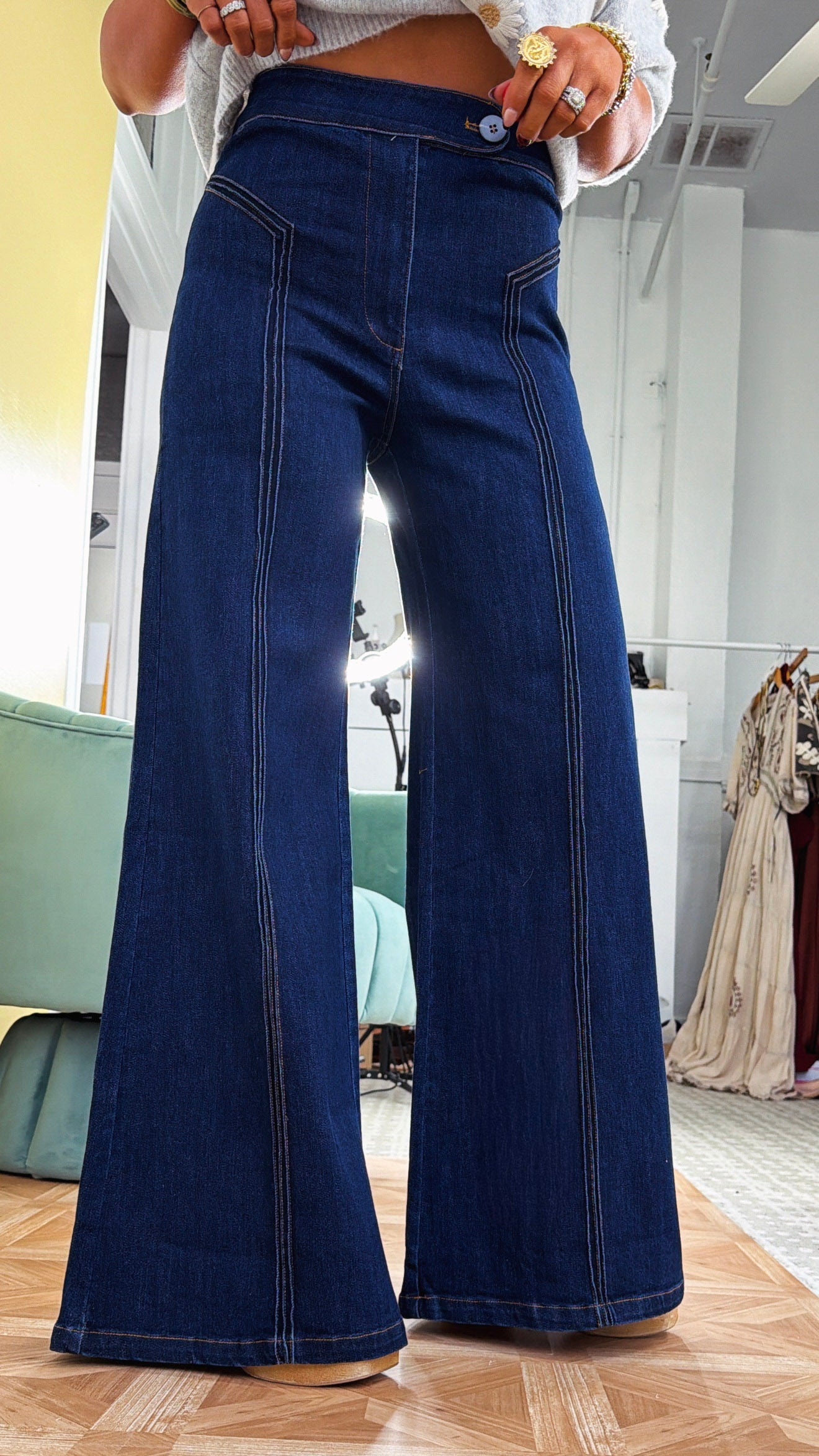 Dallas Wide Leg Denim, Dark Denim