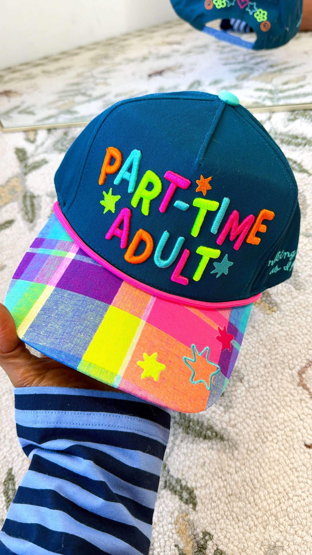 Part-Time Adult Trucker Hat, Blue Plaid