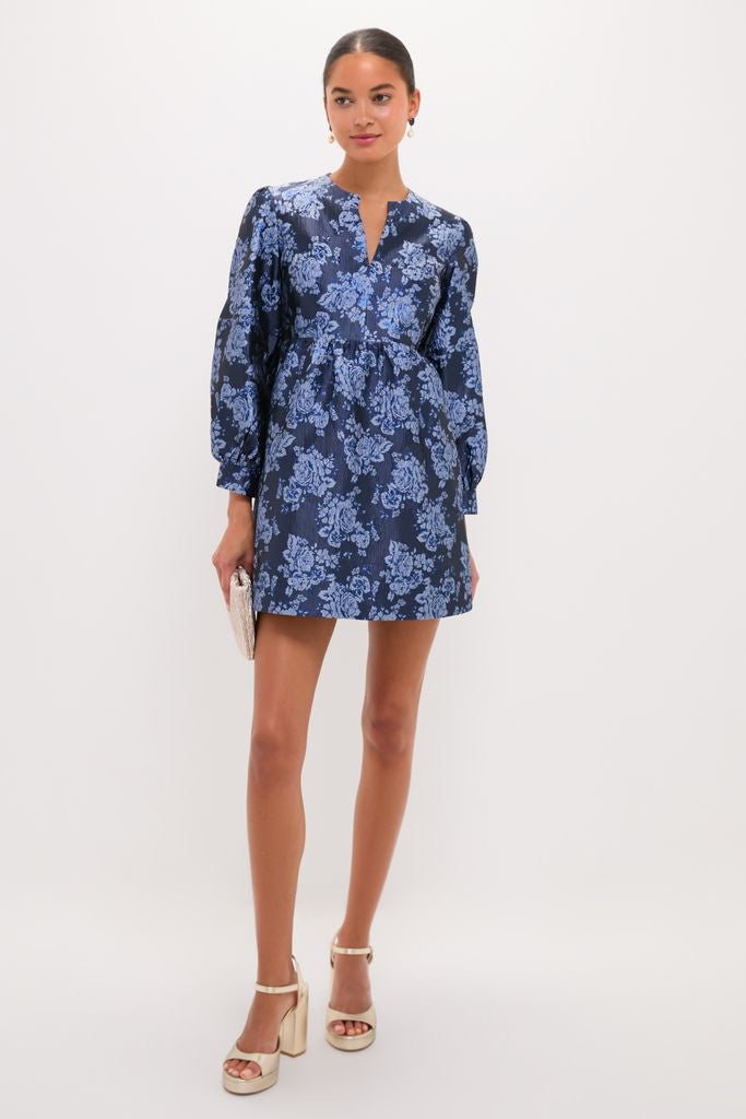 Blue Jacquard Cressida Mini Dress