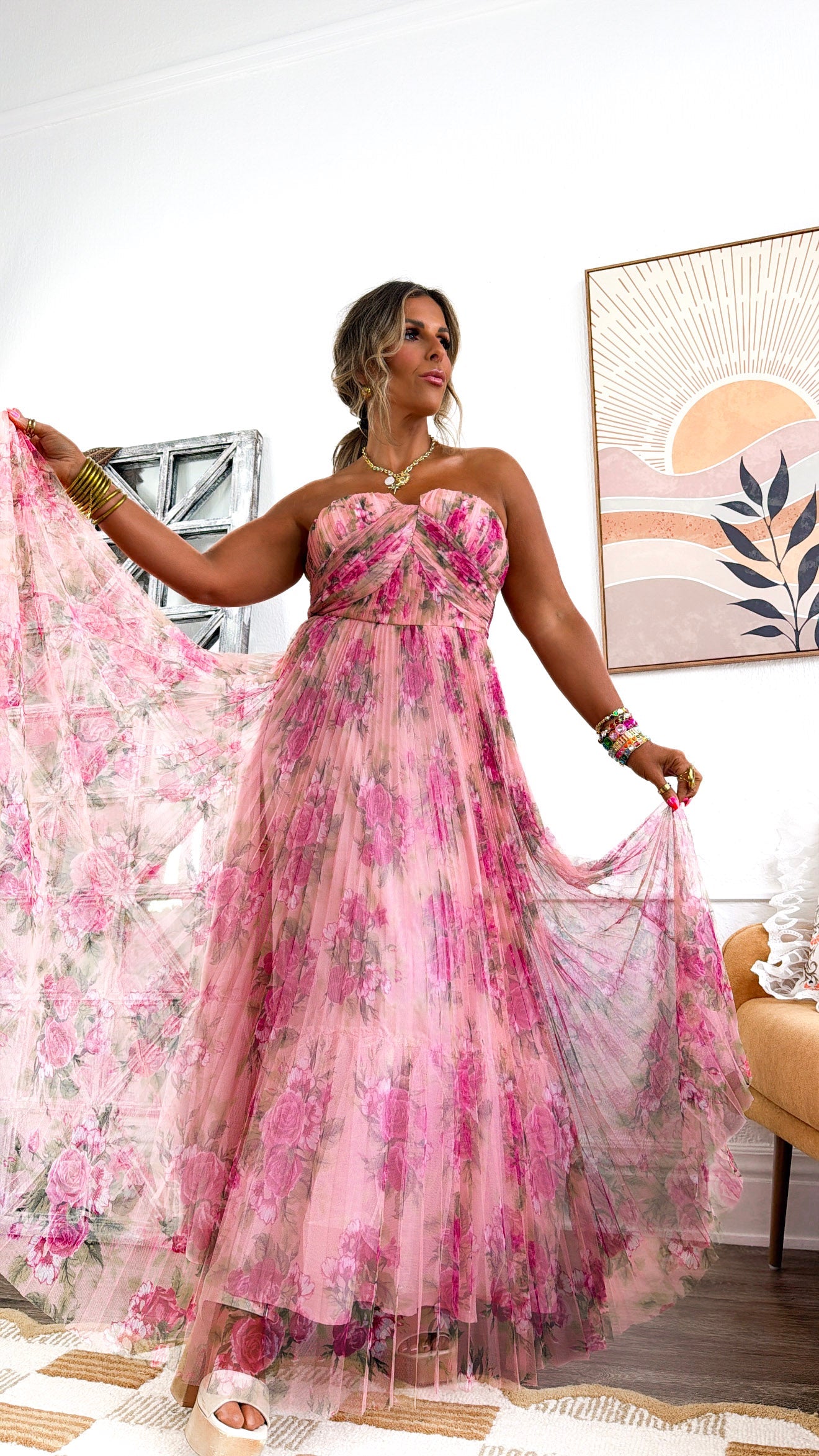 Garden Goddess Maxi Dress, Blush Pink